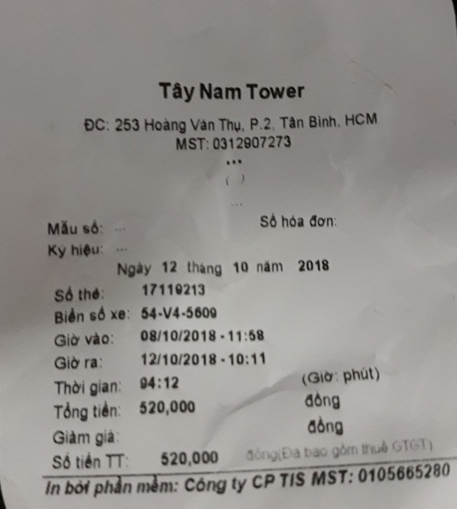 Tòa nhà Tây Nam Tower: Thu phí 4 ngày giữ xe máy giá... Khủng